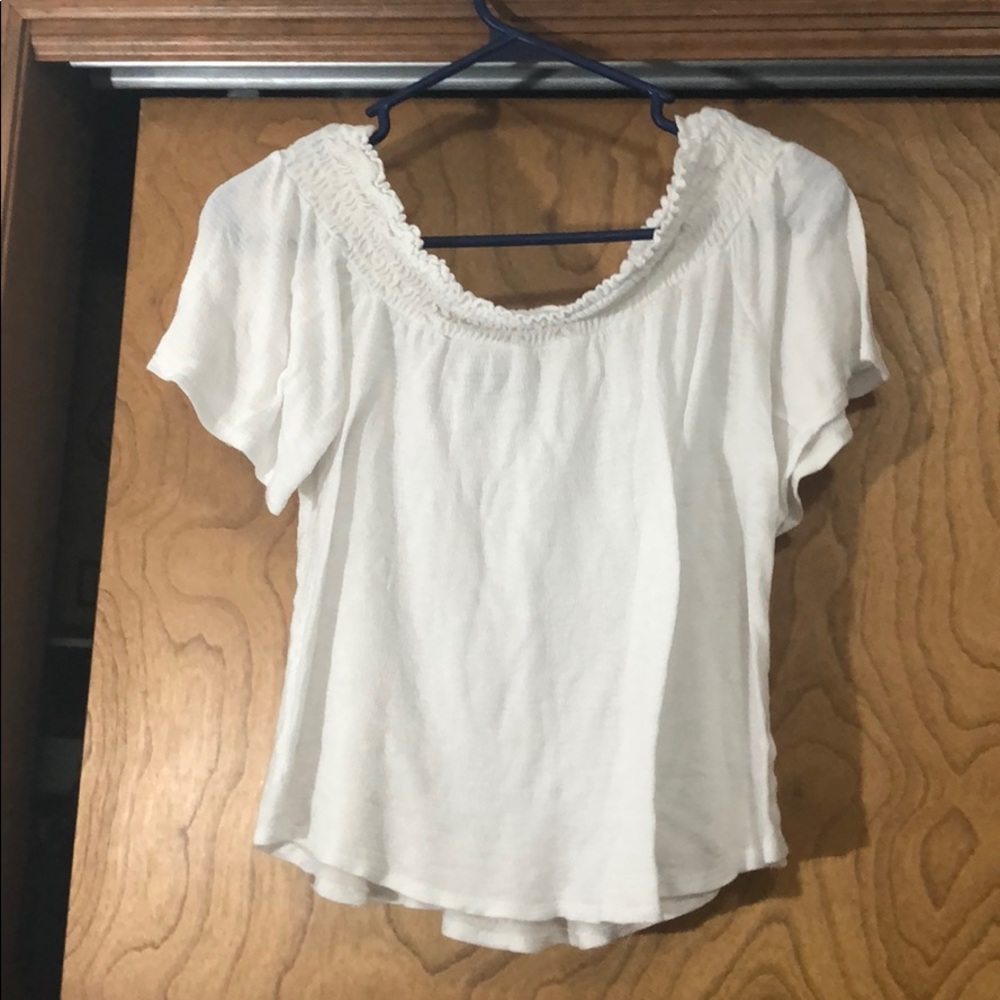 white off the shoulder shirt